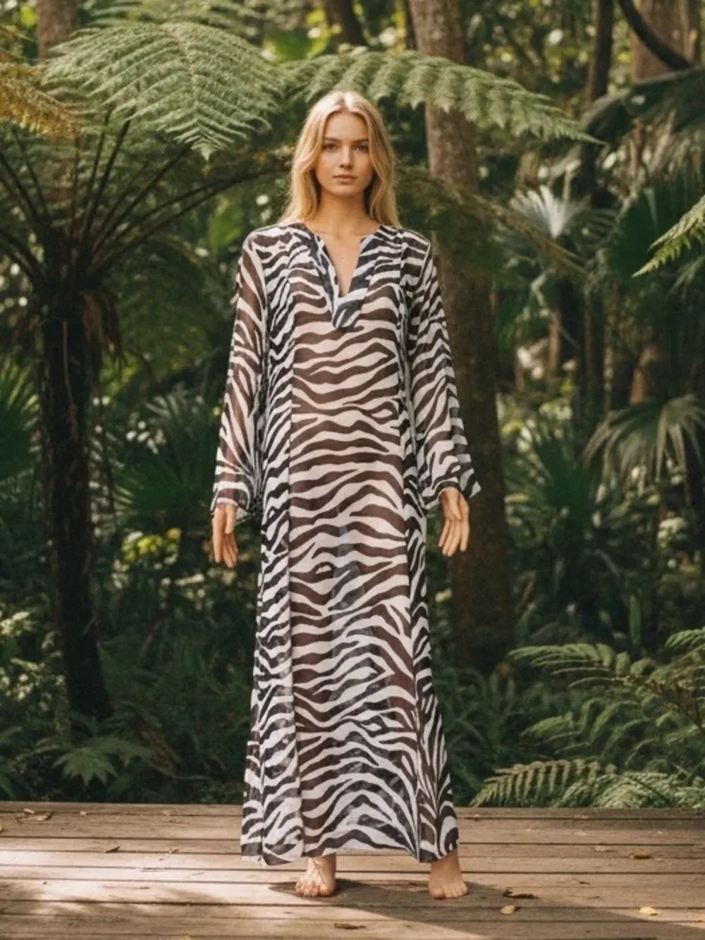 Victoria’s Secret Collection Vintage Sheer Zebra Print Maxi Dress / Coverup XS/S